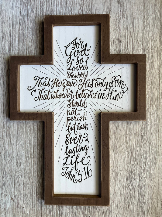 Wooden Cross Scripture Engraved {2 options}