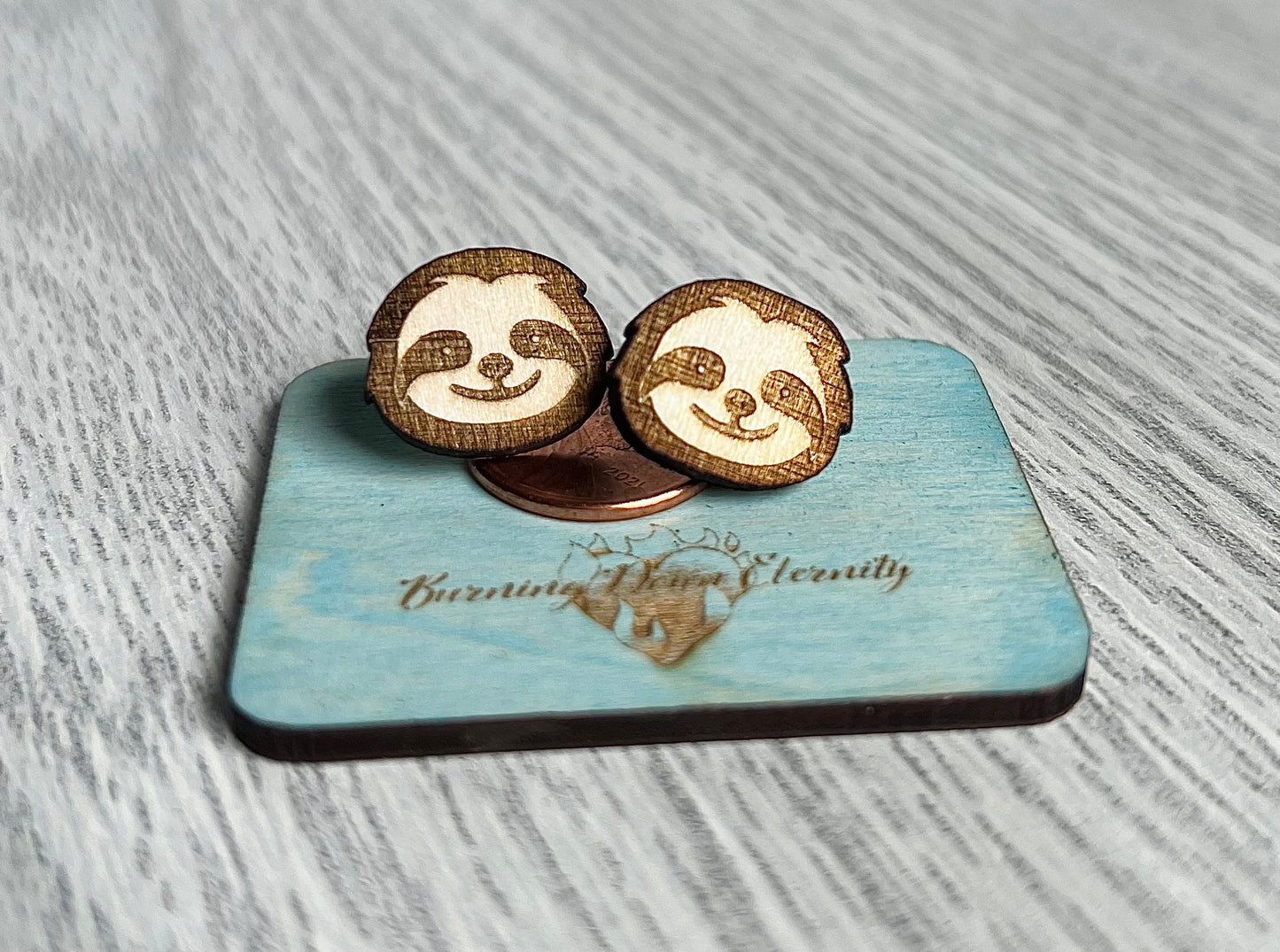 Wood Earrings {Sloths}