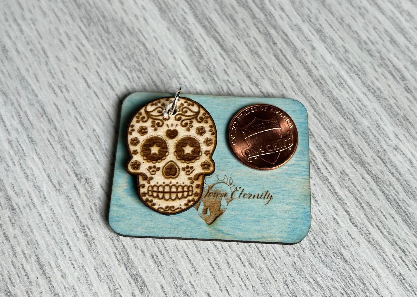 Wood Charm {Sugar Skull}