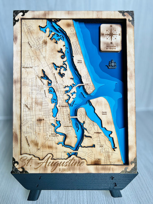 Layered Wood Map { St Augustine FL}