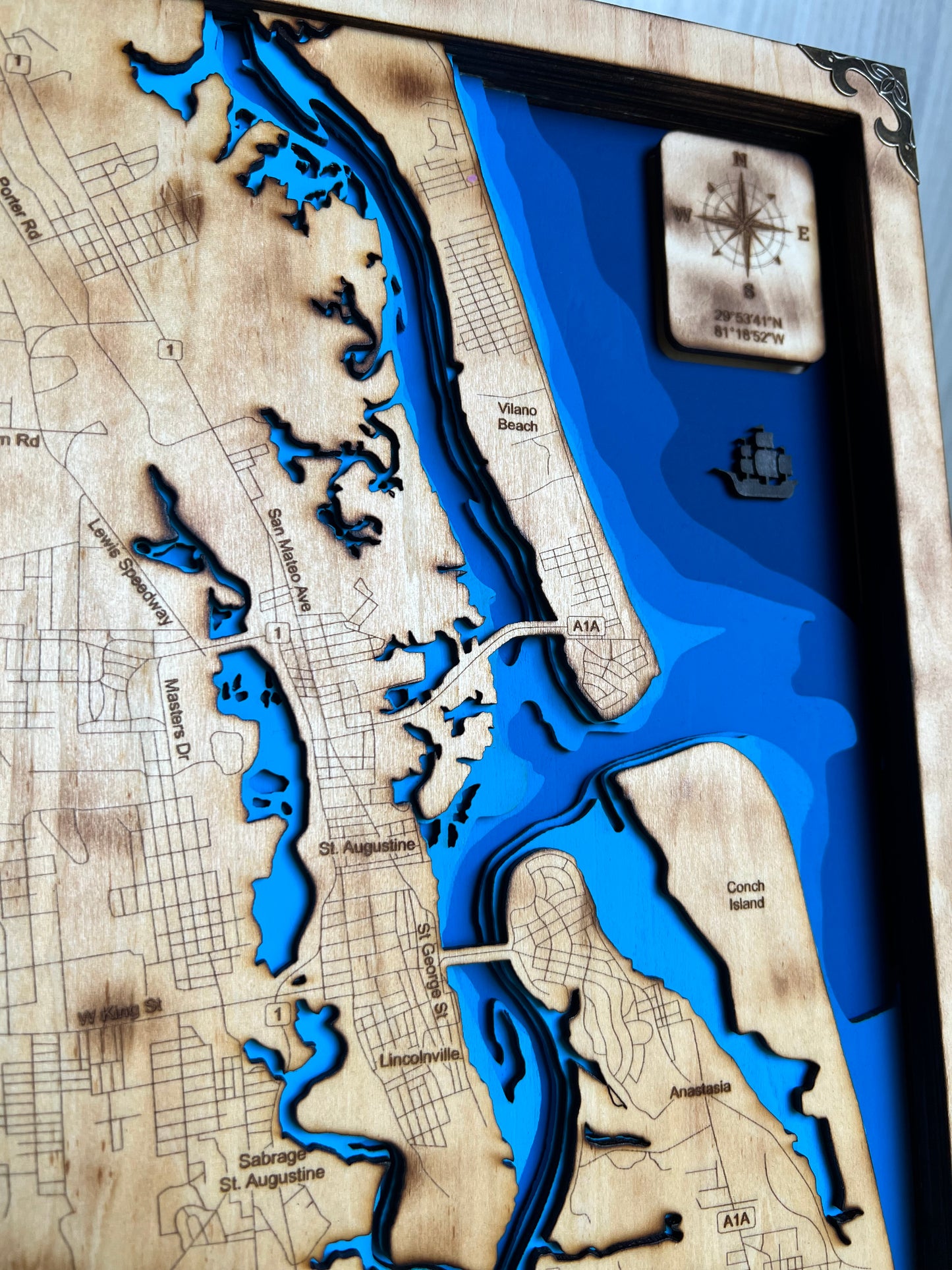 Layered Wood Map { St Augustine FL}