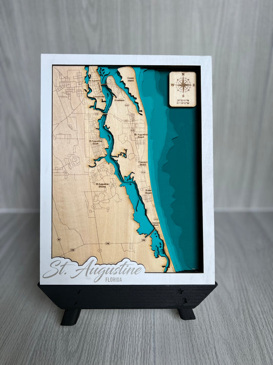Layered Wood Map ~ South St Augustine Area