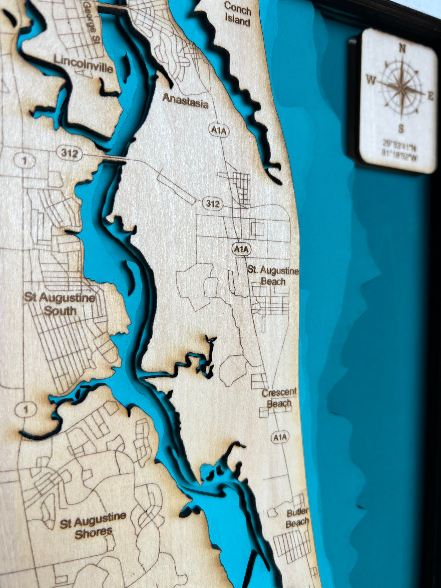 Layered Wood Map ~ South St Augustine Area
