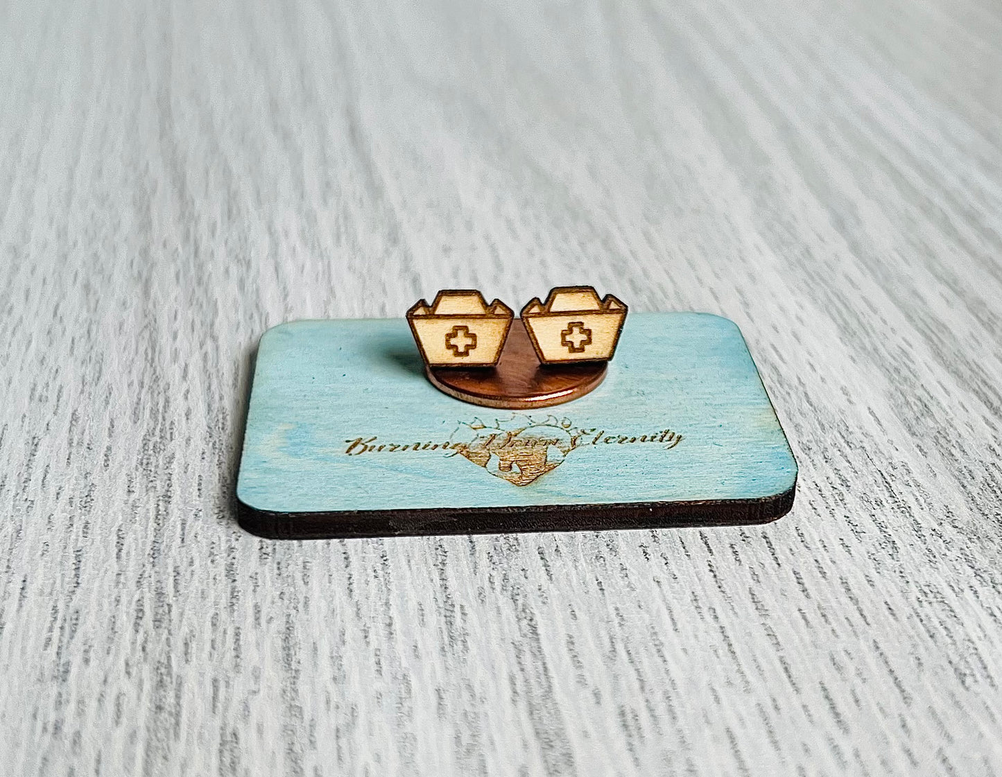 Wood Earrings {Nurse Hats}