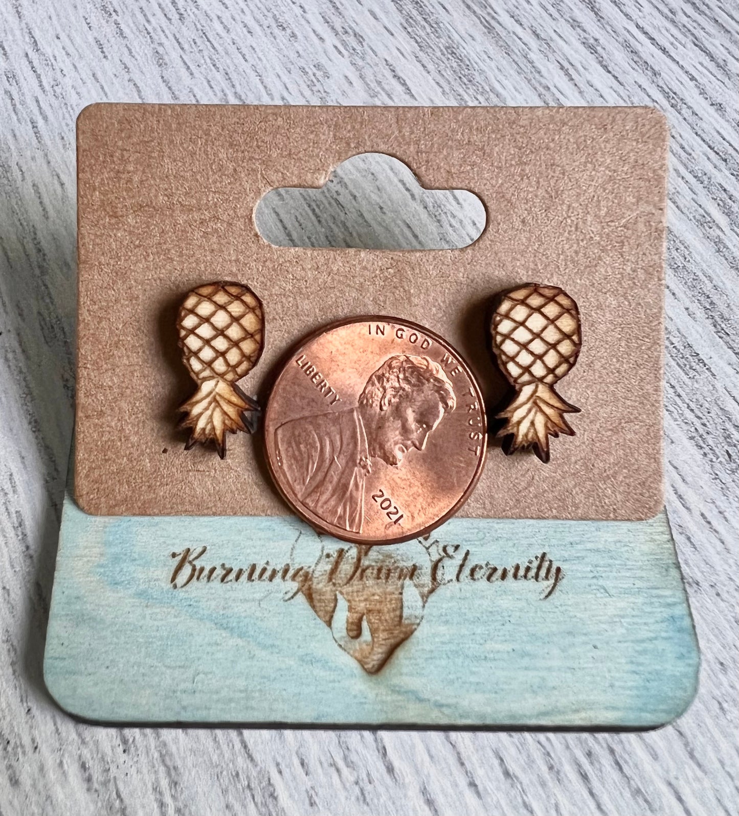 Wood Earrings {UpsideDown Pineapples}
