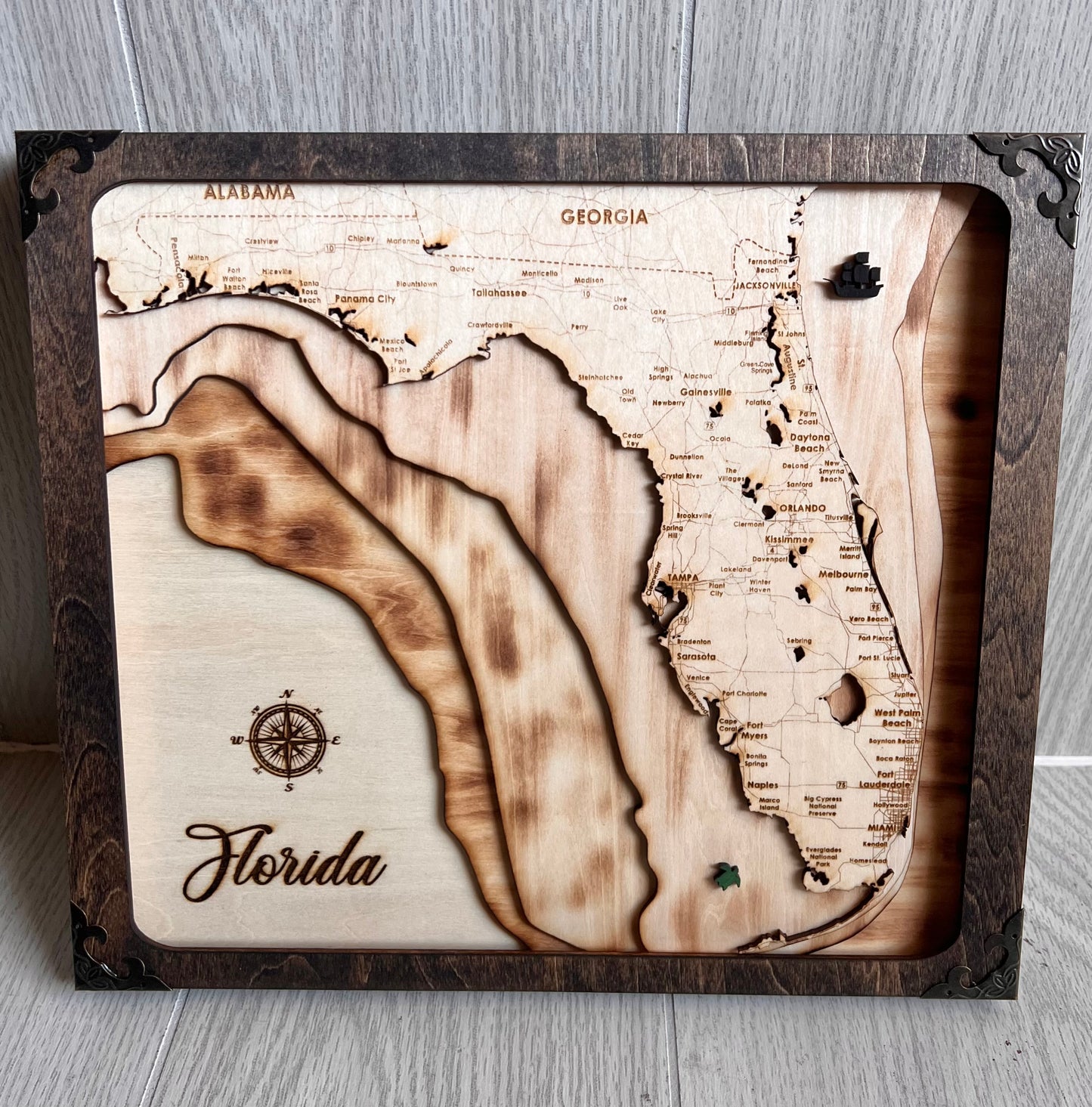 Florida Layered Map ~ Burnt