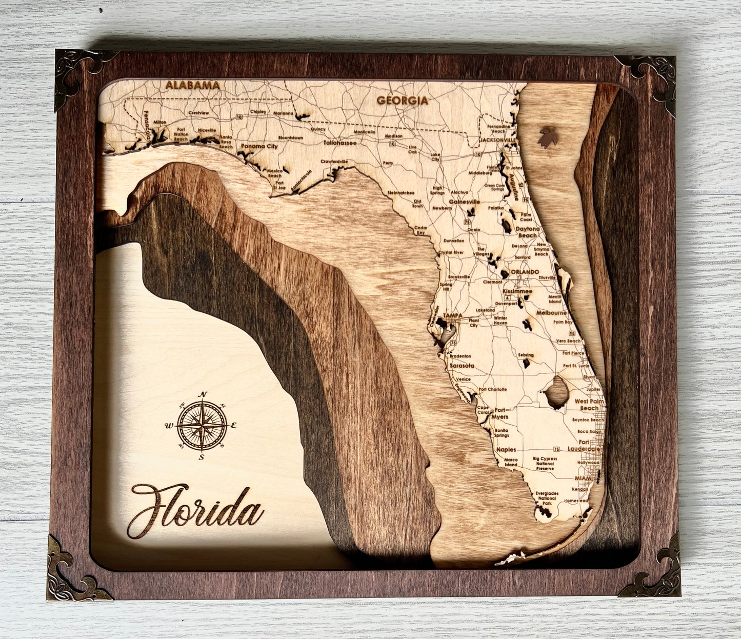 Florida Layered Map ~ Stained
