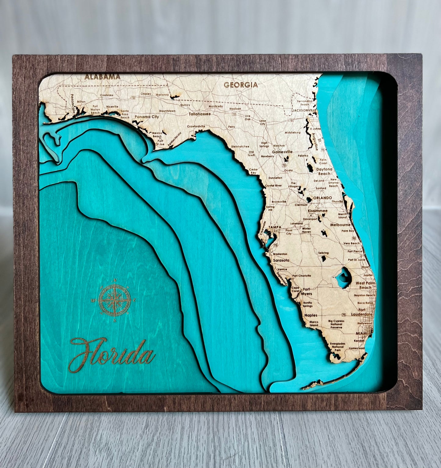 Florida Layered Map ~Teal~