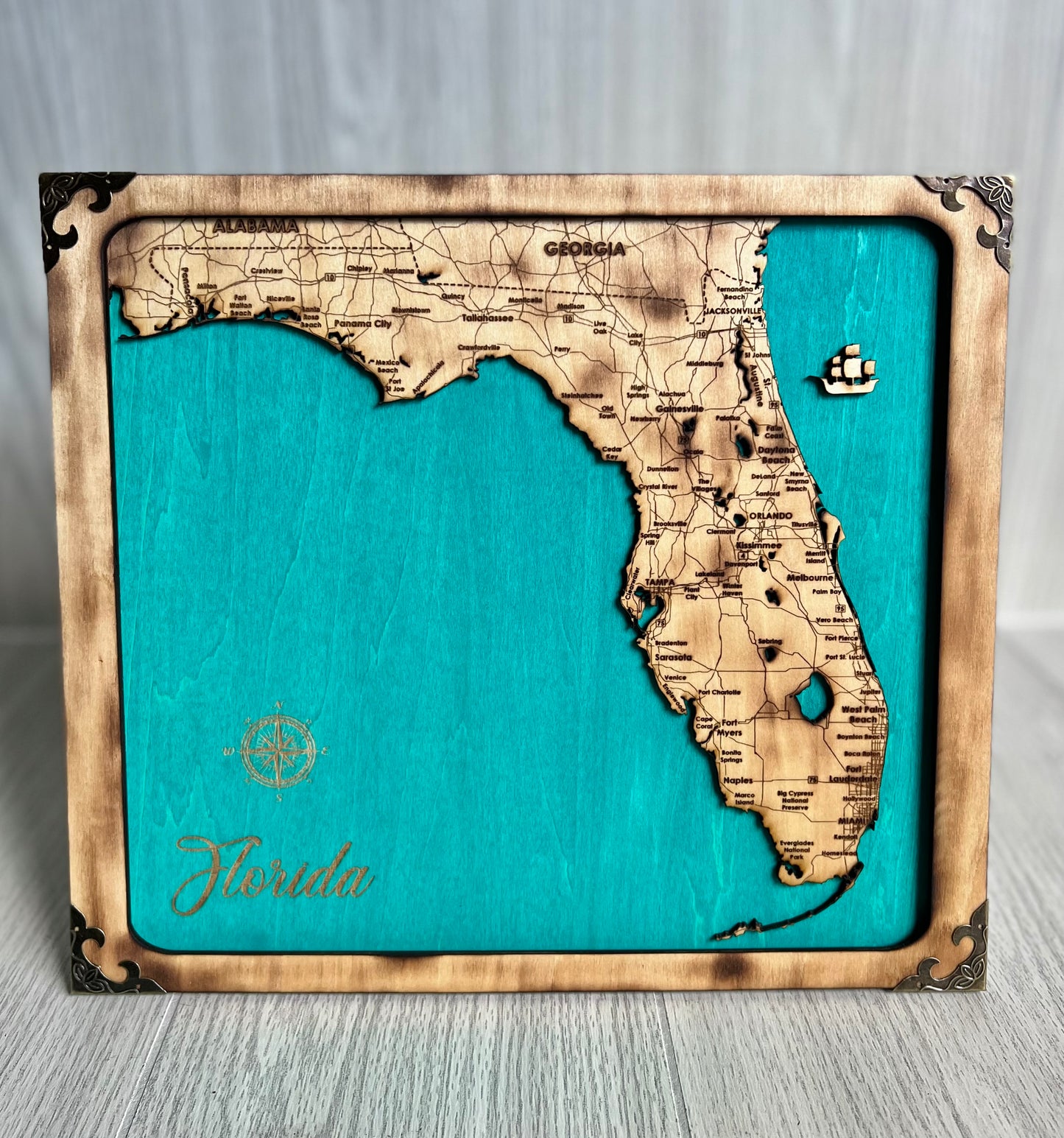 Florida Layered Map ~Teal~