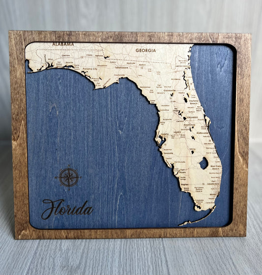 Florida Layered Map  ~Blue~