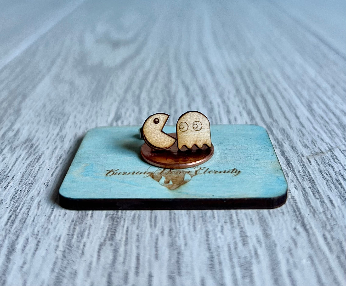 Wood Earrings {PacMan}