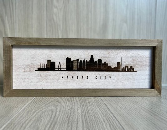 Wood Sign {Kansas City KS Skyline}