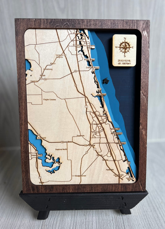 Layered Wood Map ~ Palm Coast Area