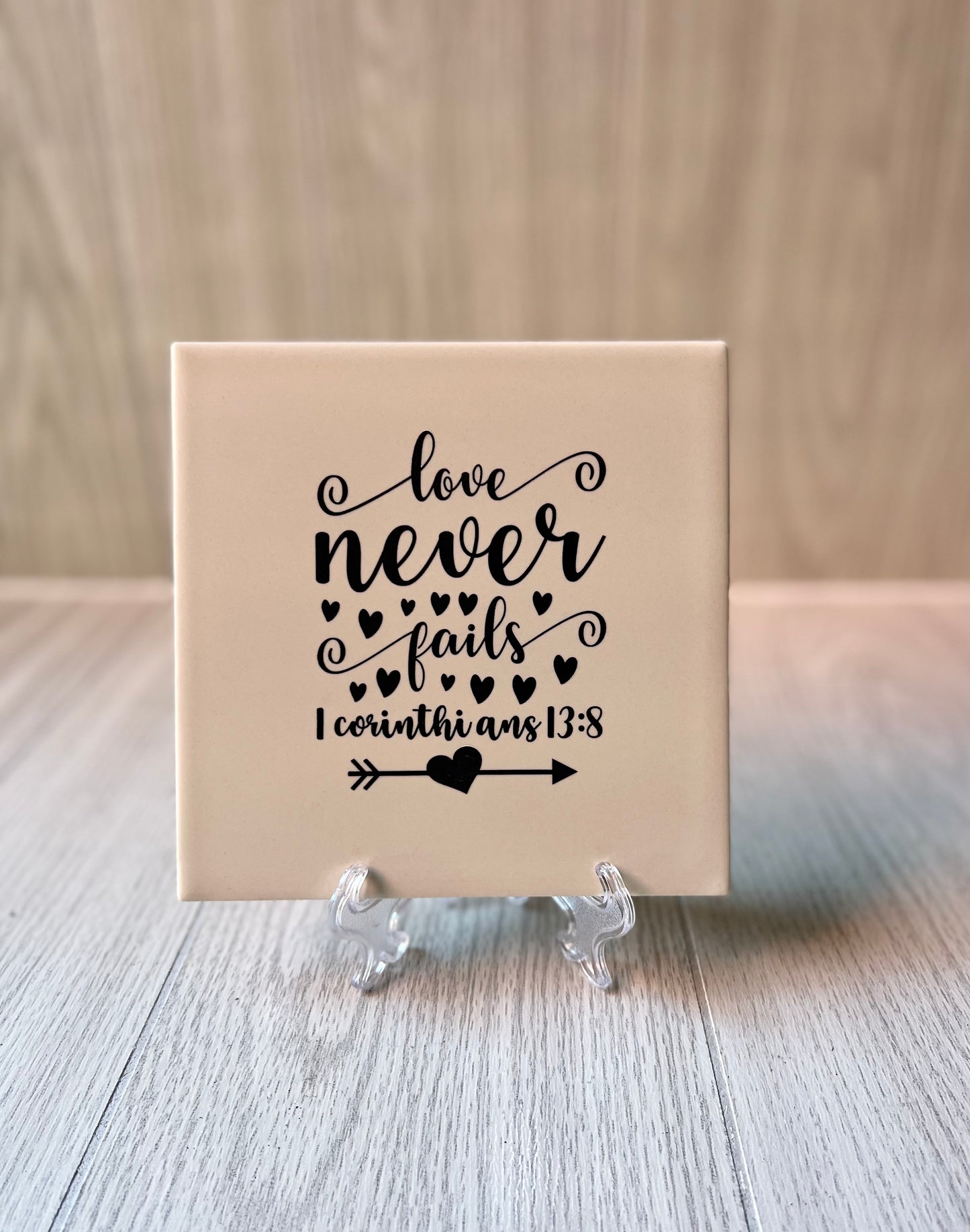 Engraved Ceramic Tile {Love Never Fails}
