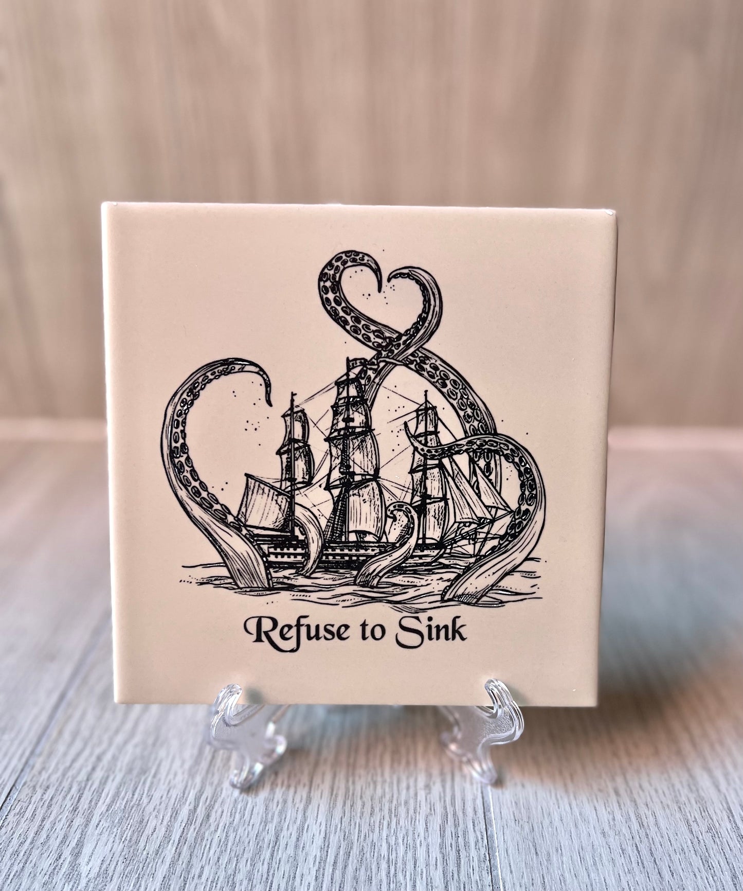 Engraved Ceramic Tile {Refuse to Sink}