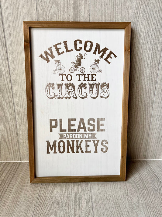 Engraved White Sign {Welcome to the Circus}