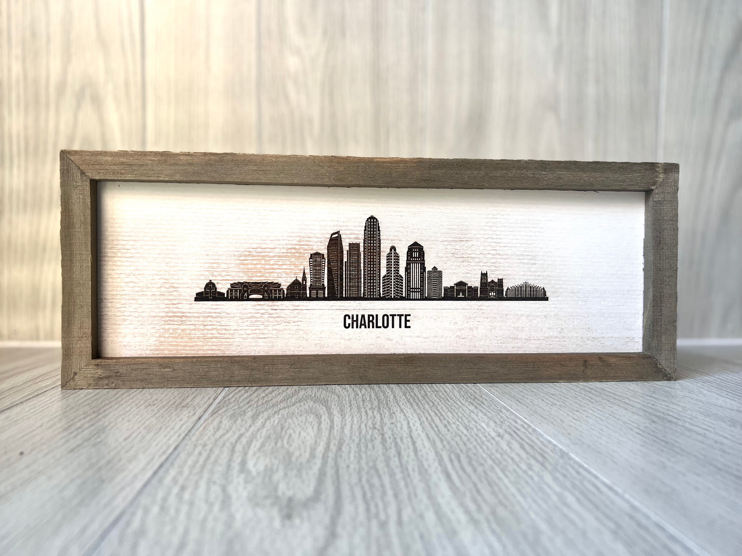 Wood Sign {Charlotte NC Skyline}