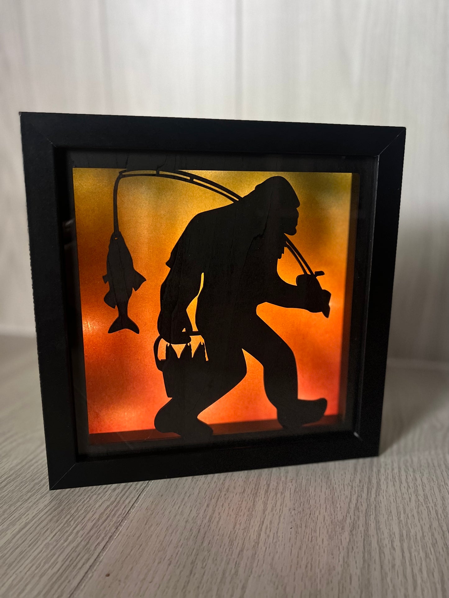 Shadowbox Nightlight {Bigfoot Fishing}