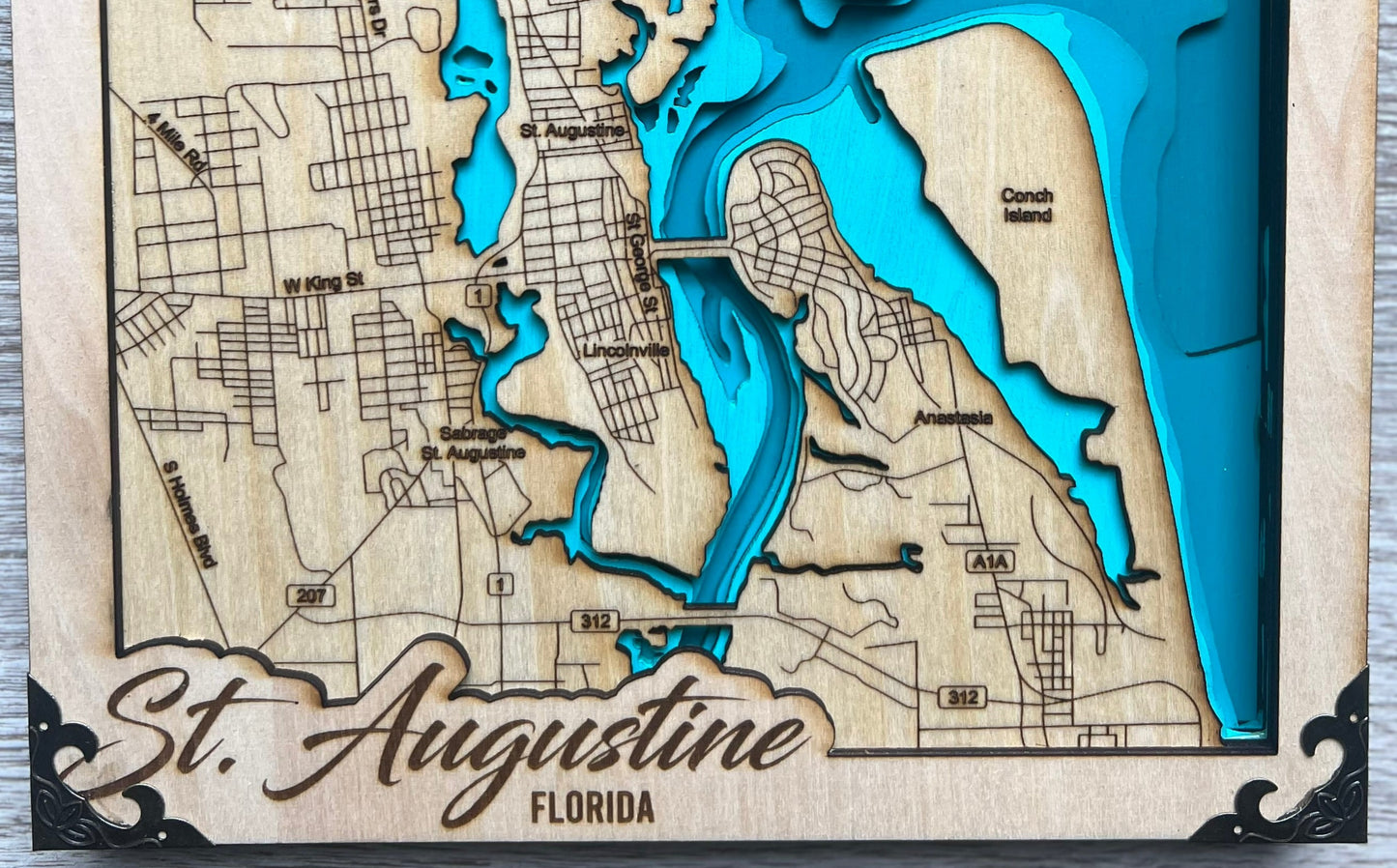 Layered Wood Map ~ St Augustine Area