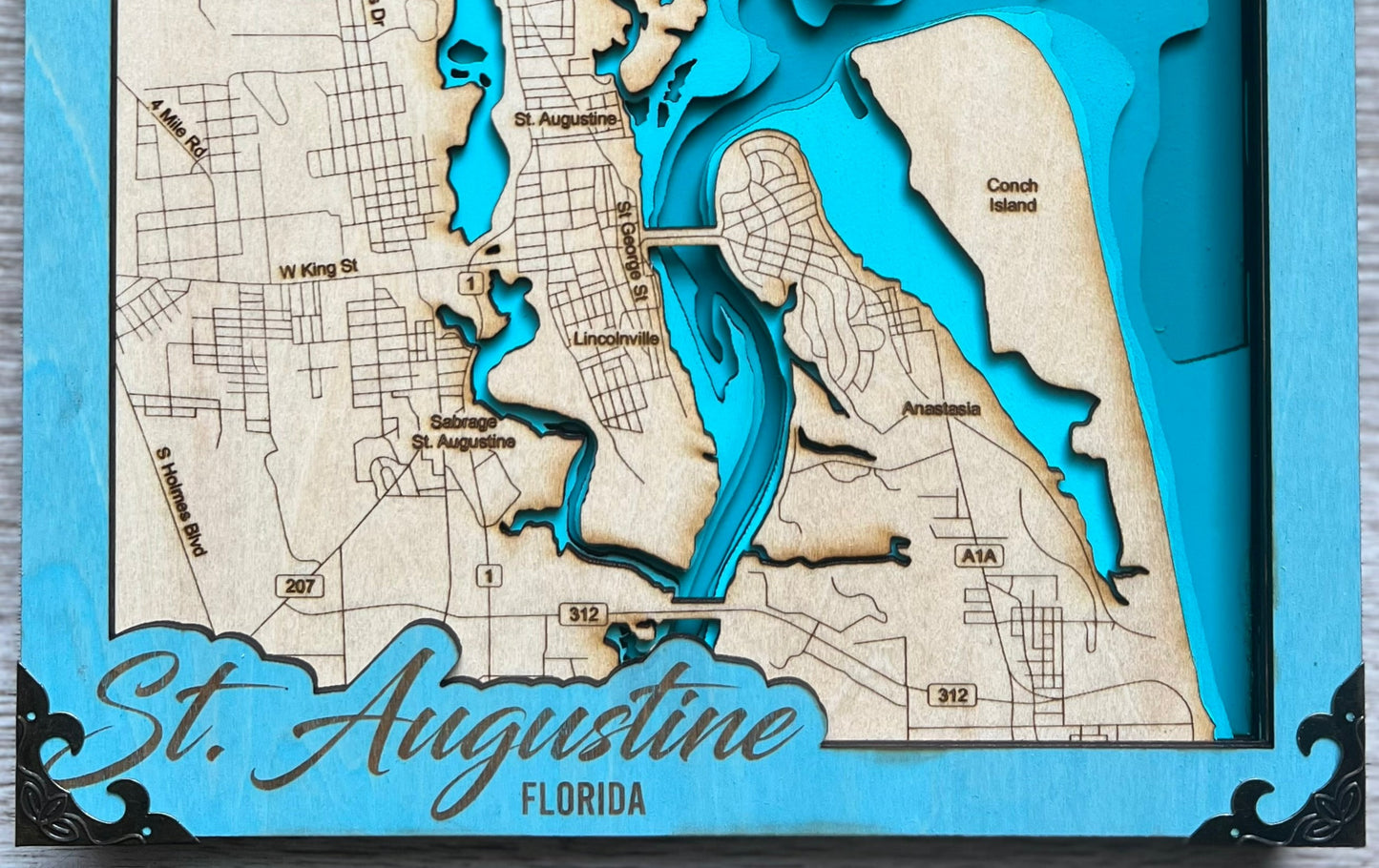 Layered Wood Map ~ St Augustine Area