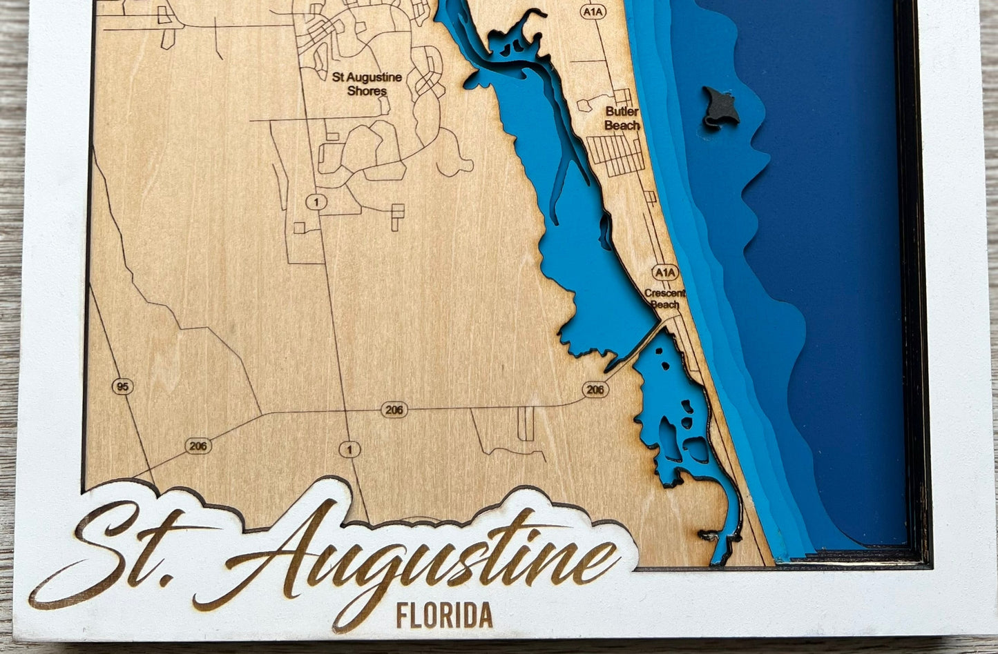 Layered Wood Map ~ South St Augustine Area