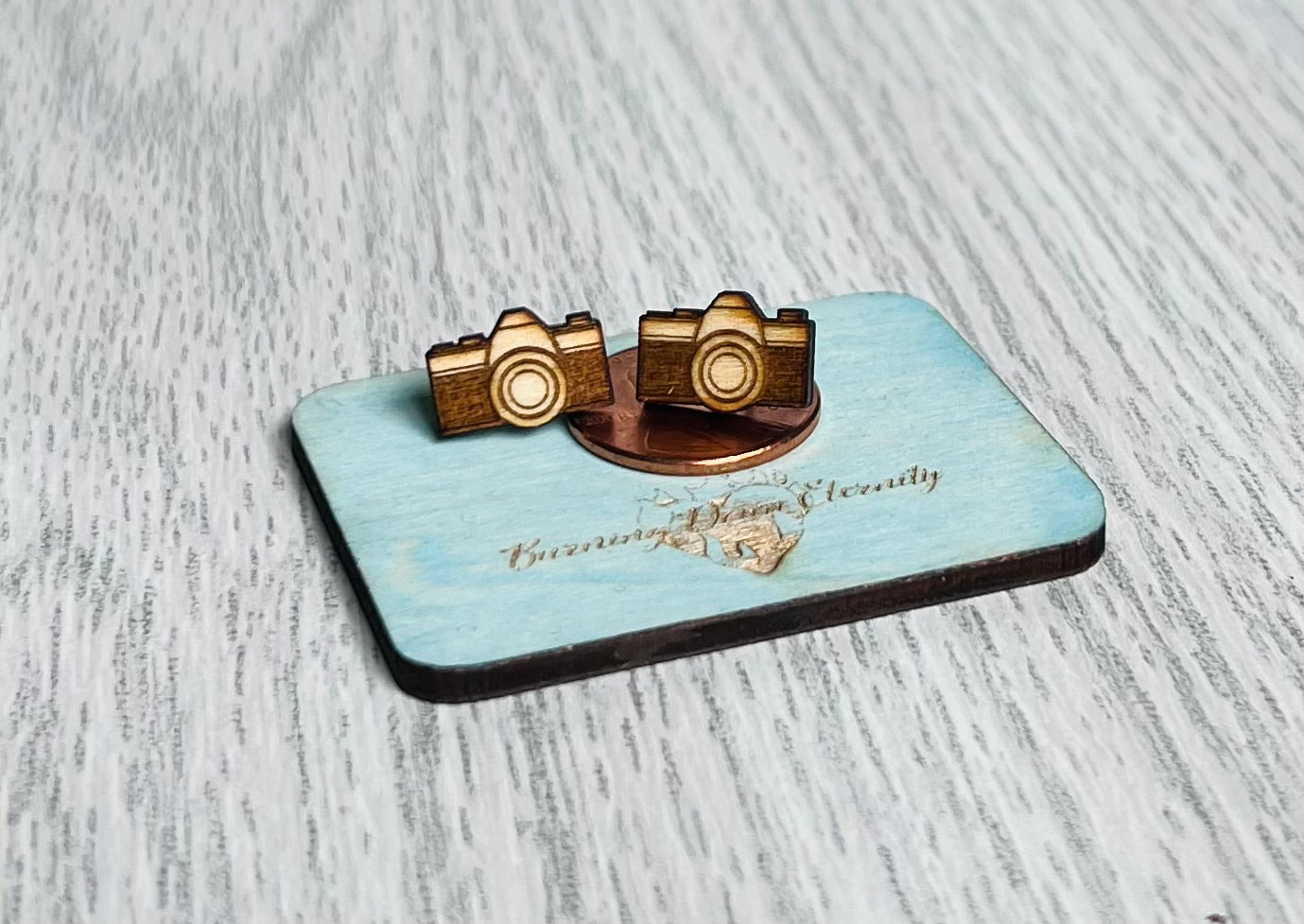 Wood Earrings {Cameras}