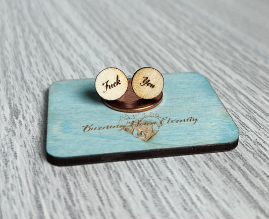 Wood Earrings {Fuck You}