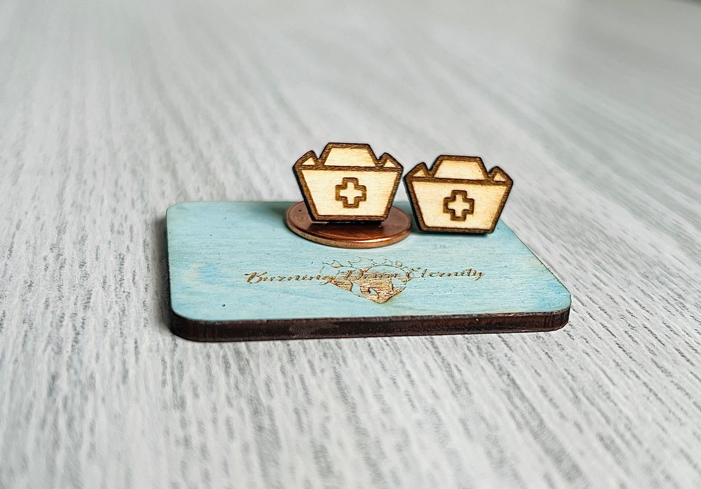 Wood Earrings {Nurse Hats}