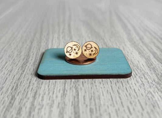 Wood Earrings {Planets}