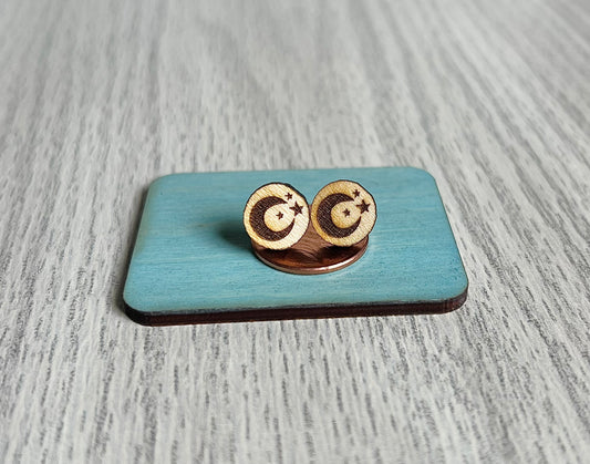 Wood Earrings {Moons and Stars}