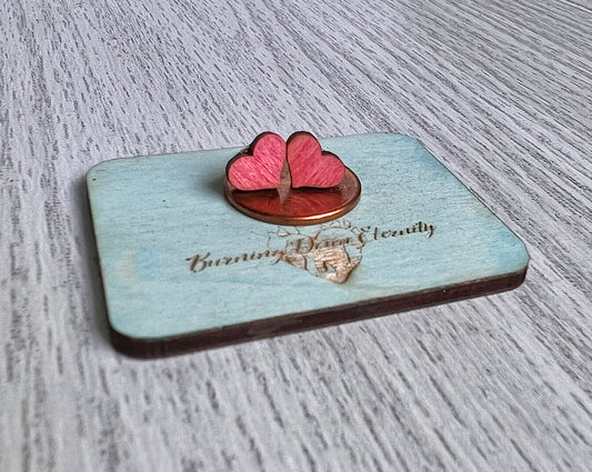 Wood Earrings {Pink Hearts}