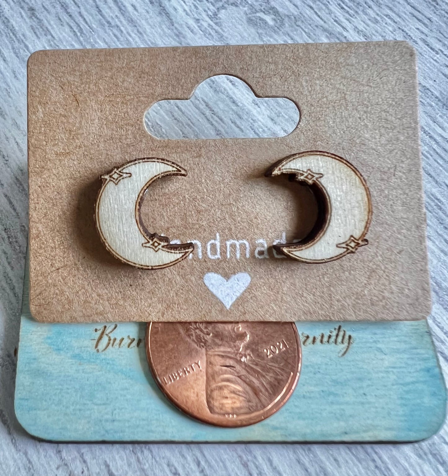 Wood Earrings {Moons}