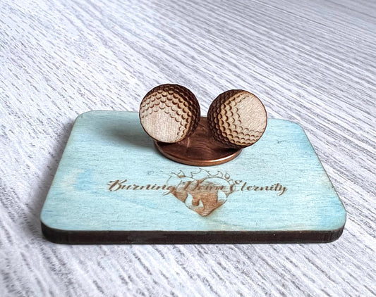 Wood Earrings {Golf Balls}