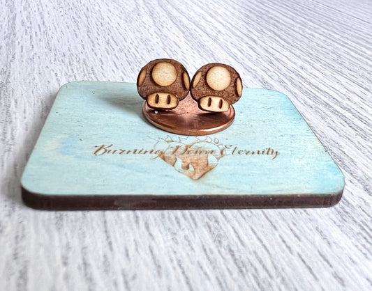 Wood Earrings {Mario Mushroom}