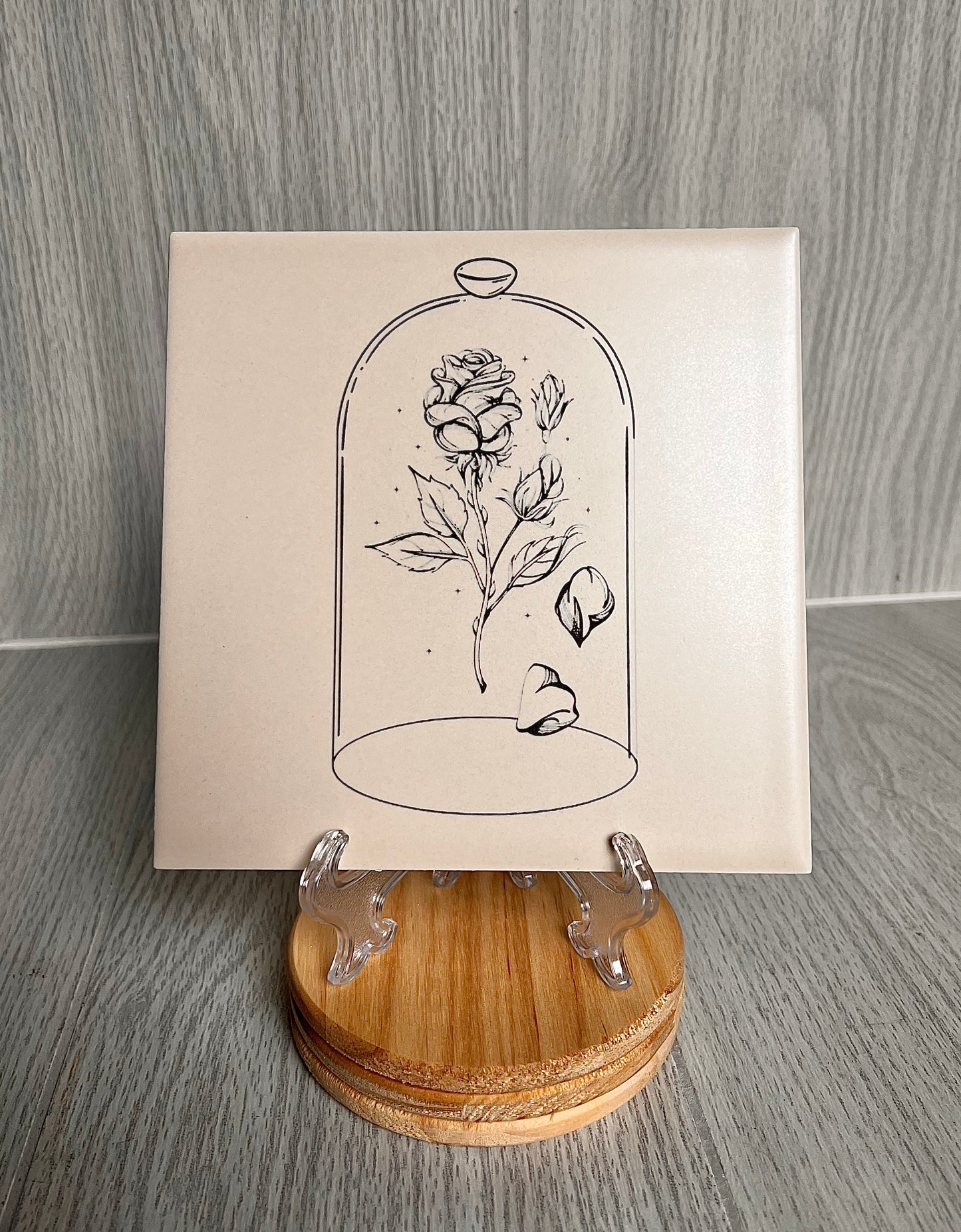 Engraved Ceramic Tile {Rose}