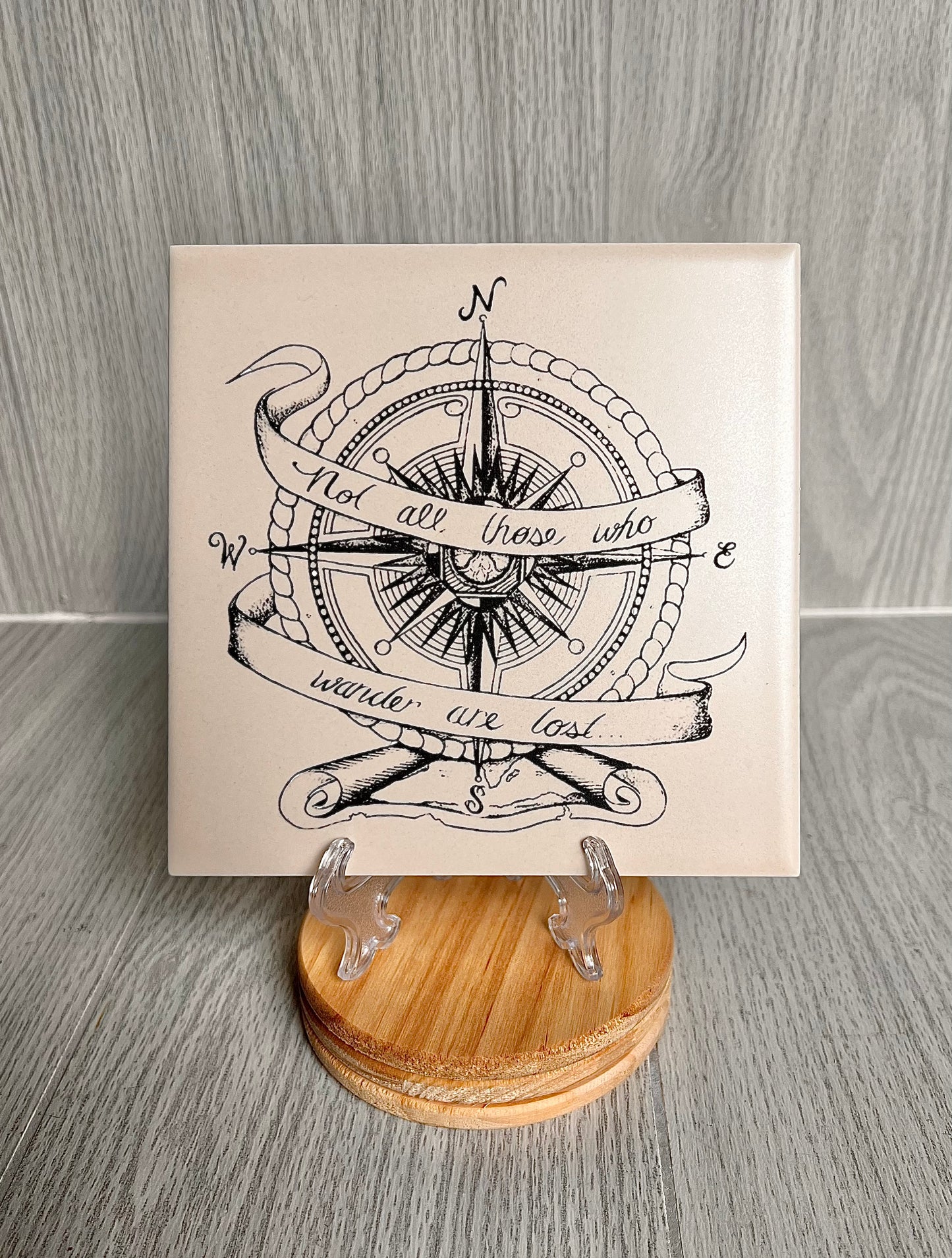 Engraved Ceramic Tile {Compass}