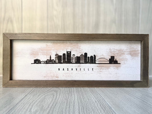 Wood Sign {Nashville TN Skyline}