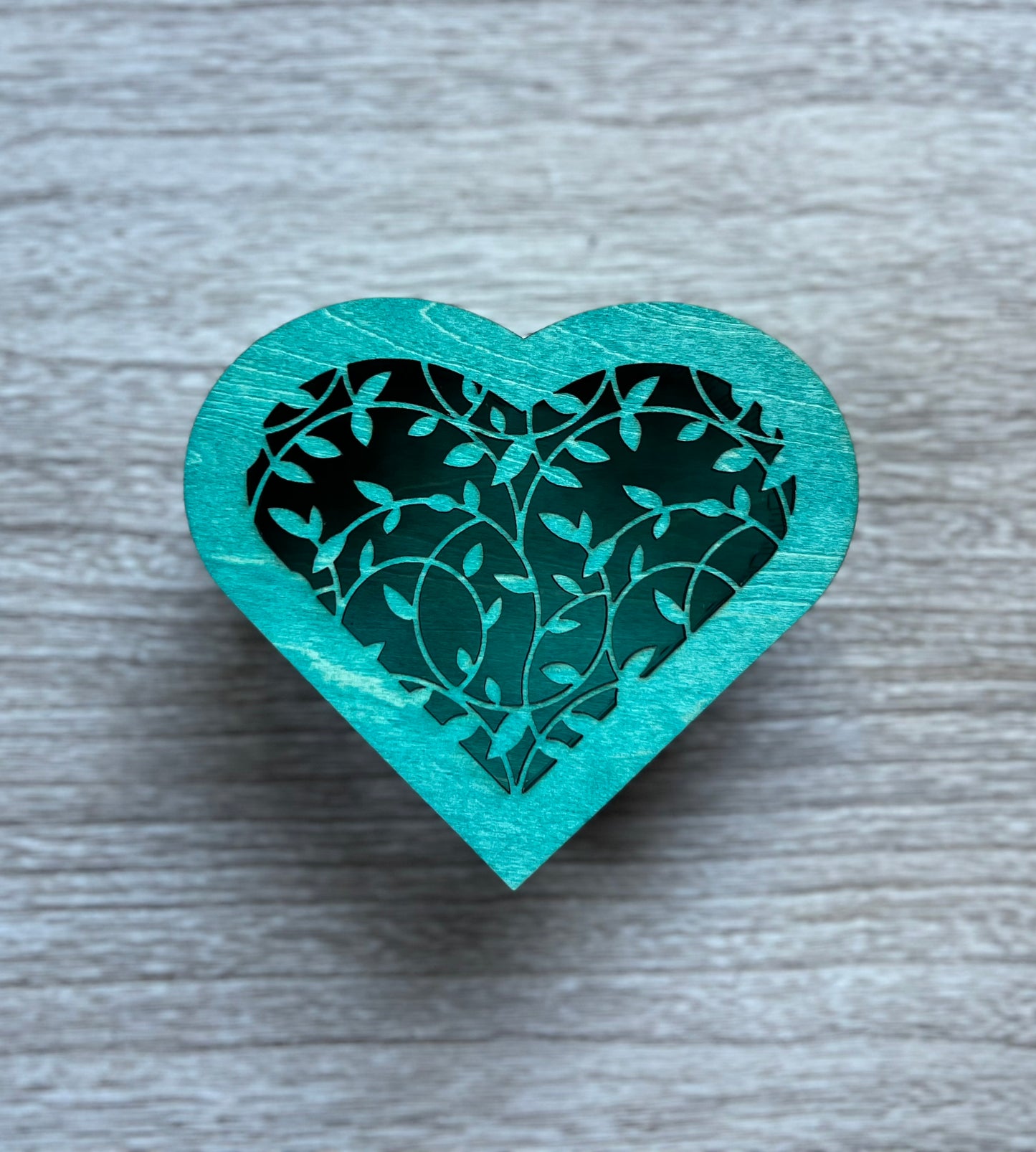 Wooden Heart Shaped Box Magnetic Lid