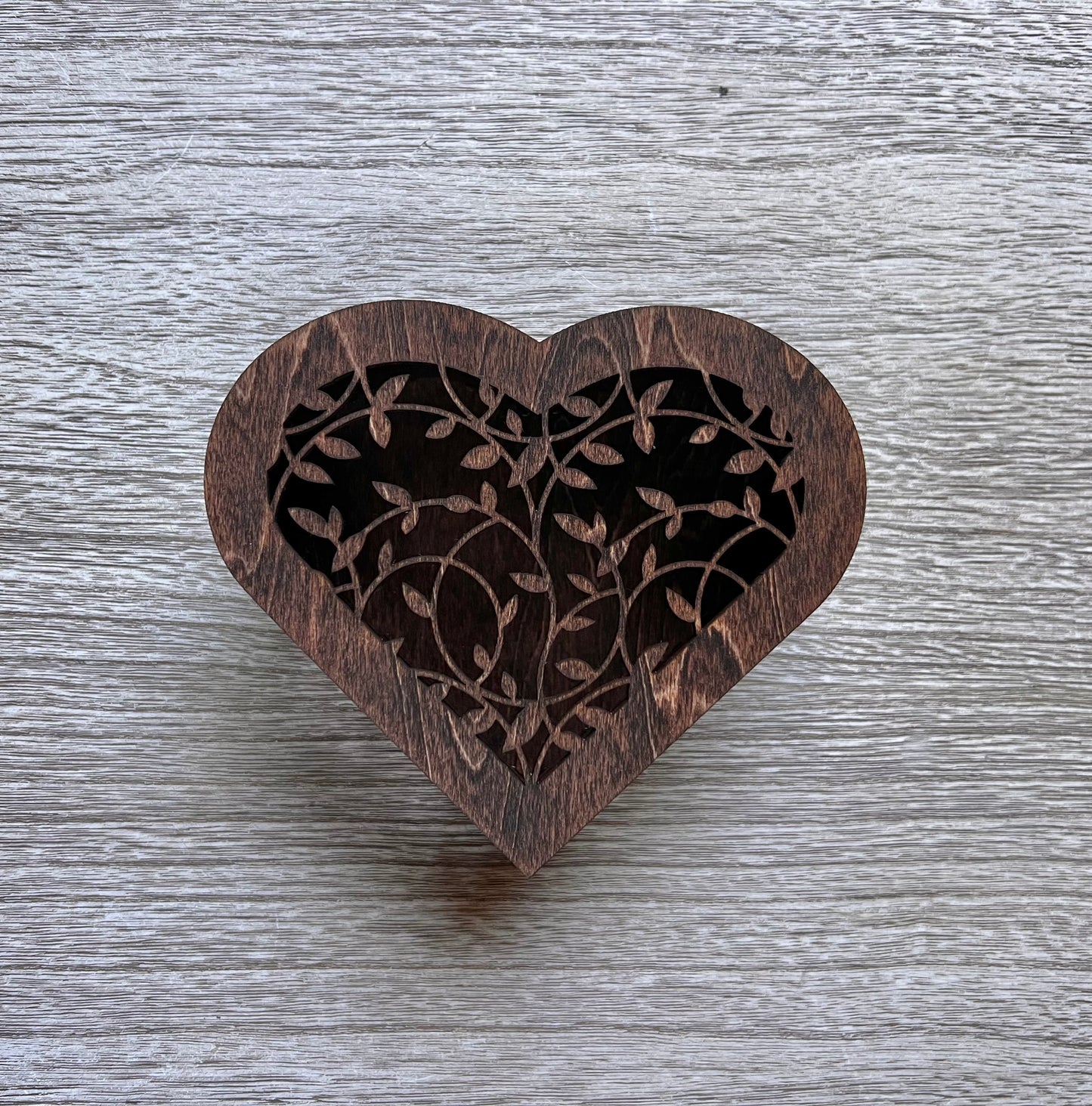 Wooden Heart Shaped Box Magnetic Lid