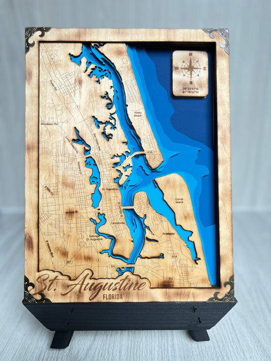 Layered Wood Map { St Augustine FL}